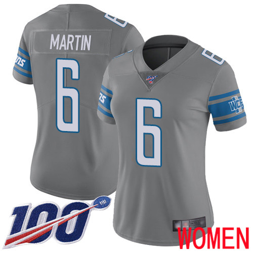 Detroit Lions Limited Steel Women Sam Martin Jersey NFL Football 6 100th Season Rush Vapor Untouchable